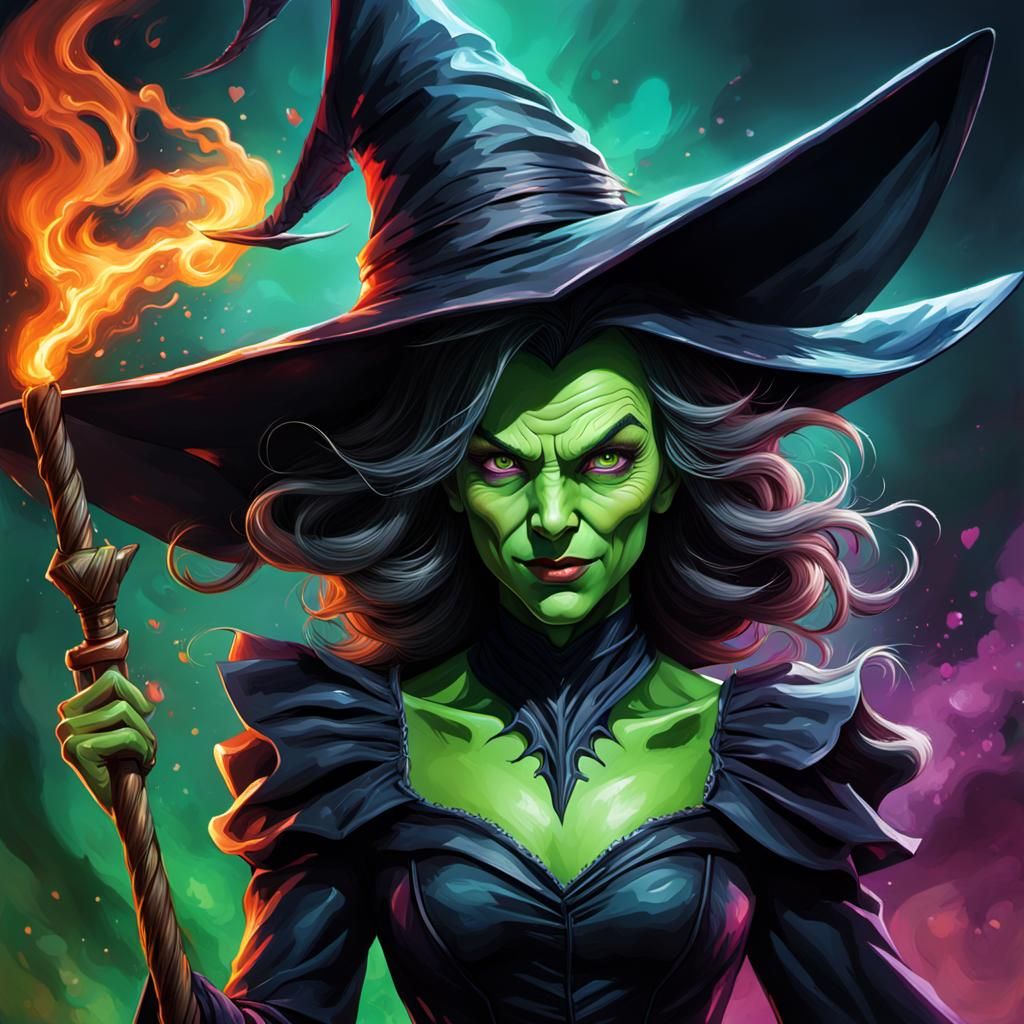 Hyperrealistic Wicked Witch in Love Splash Art
