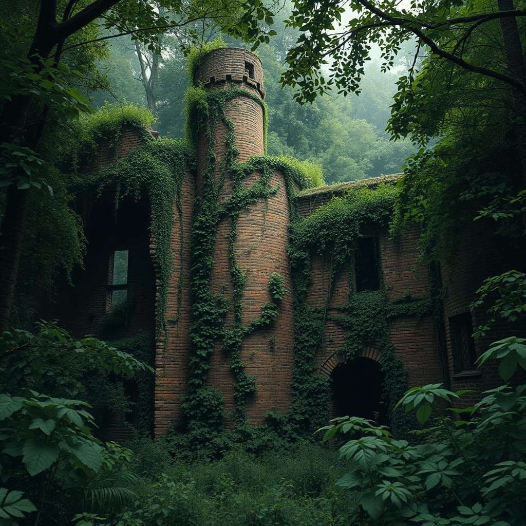 Ancient Red Brick Castle Reclaimed by Nature