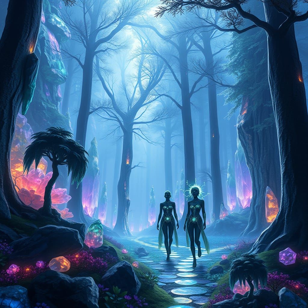 Ethereal Forests of Caliomix: Symbiotic Harmony Between Tree...