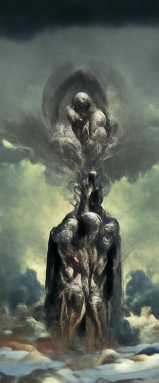 Sinister Anatomical Adam and Eve in Surreal Horror Style