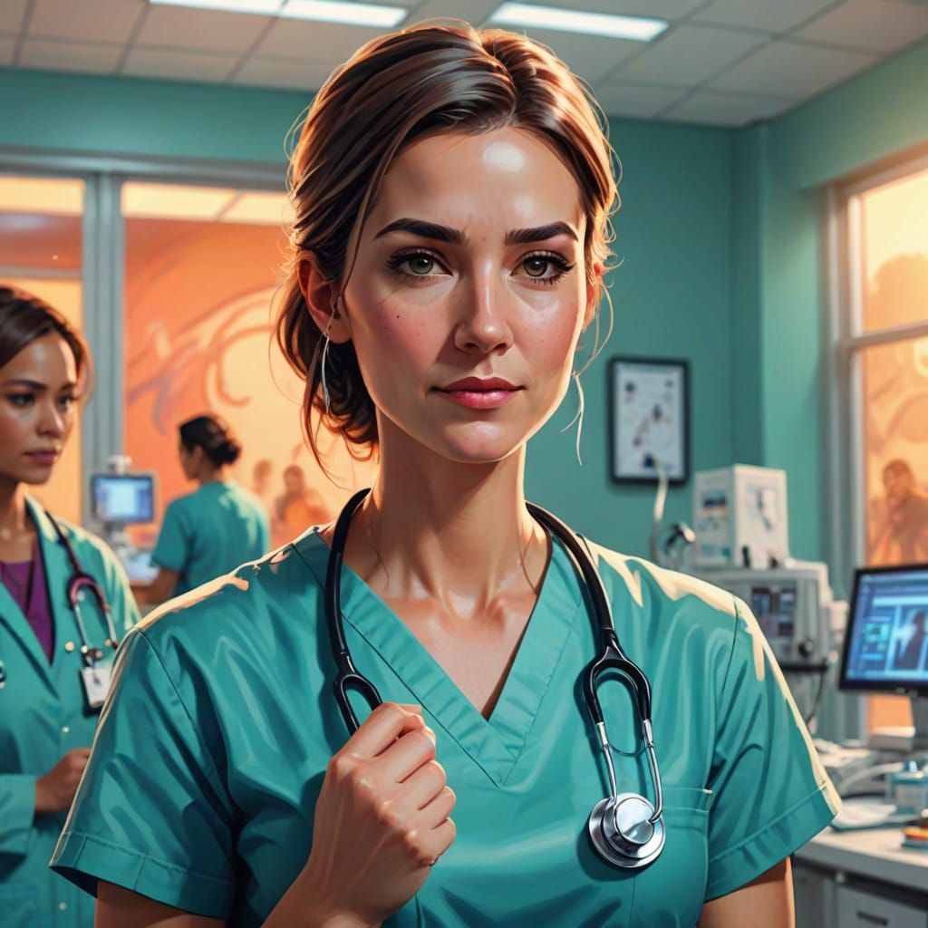 Vibrant Doctor Girl in Comic Book Style