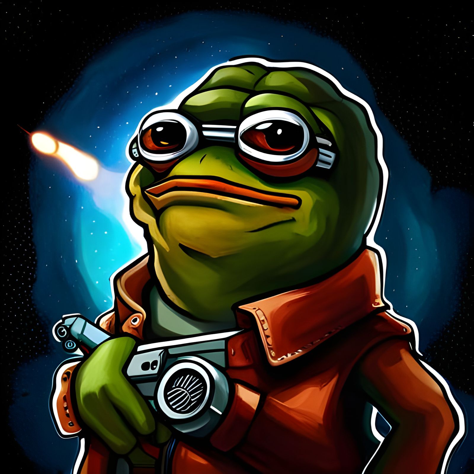 Pepe the Frog as a Space Pirate Cartoon