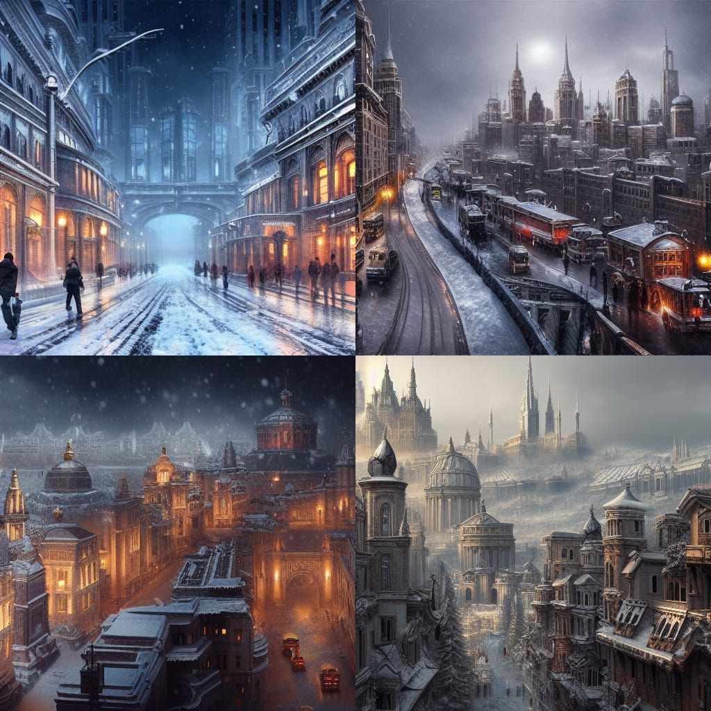 Modern Winter City Digital Matte Painting