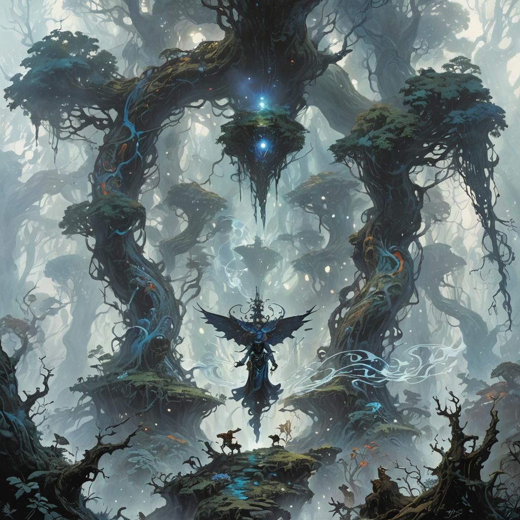 Lyrics Float in Mystical Forest: Fantasy Concept Art