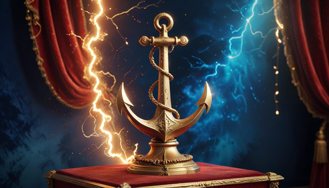 Ship's Anchor in Velvet Pointillism Art Deco Style