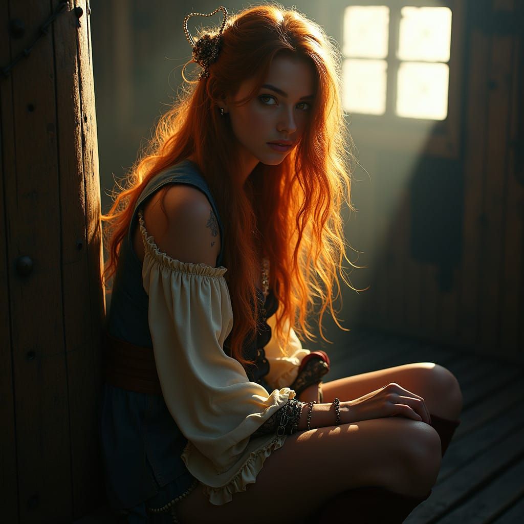 Ethereal Pirate Woman in Regal Splendor