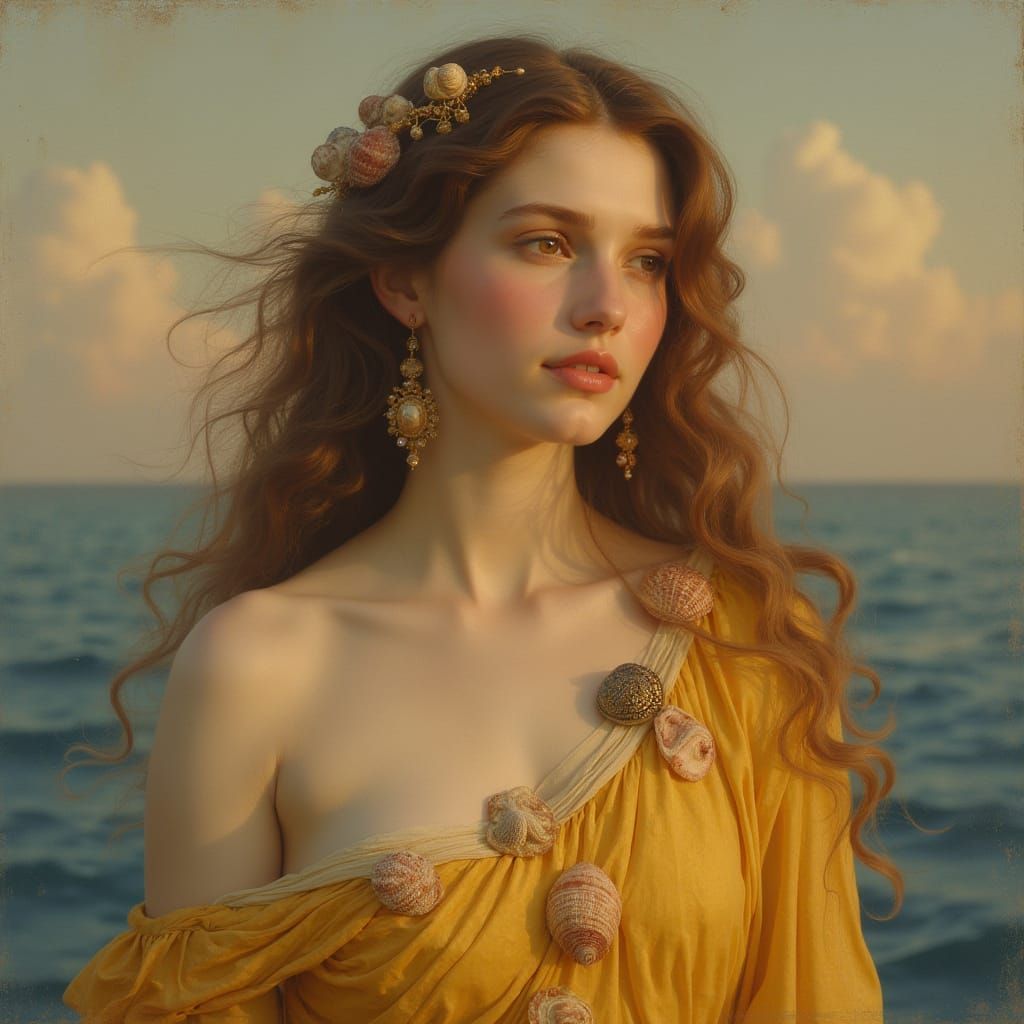 Aphrodite in Neoclassical Style with Golden Robes