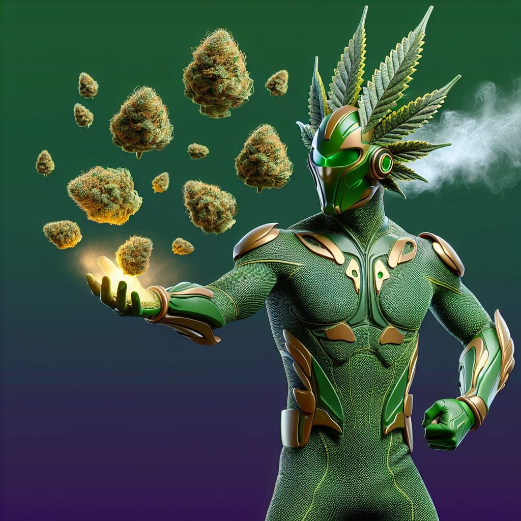 Cannabis Superhero Shoots Weed Nugs