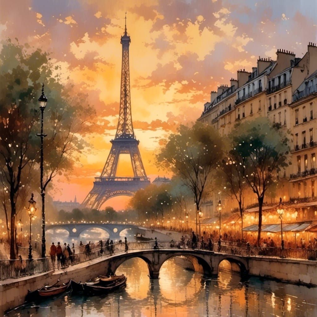Eiffel Tower at Dusk: An Impressionistic Paris Scene