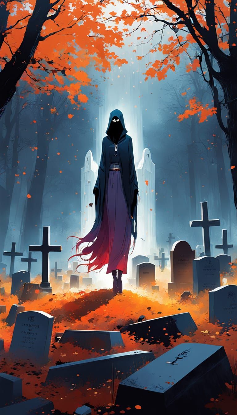 Ethereal Ghostly Figure in Ultra Detailed Anime Style