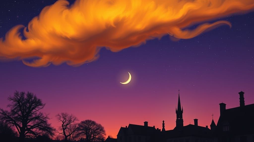 Saffron Clouds at Dusk: A Dreamlike Landscape