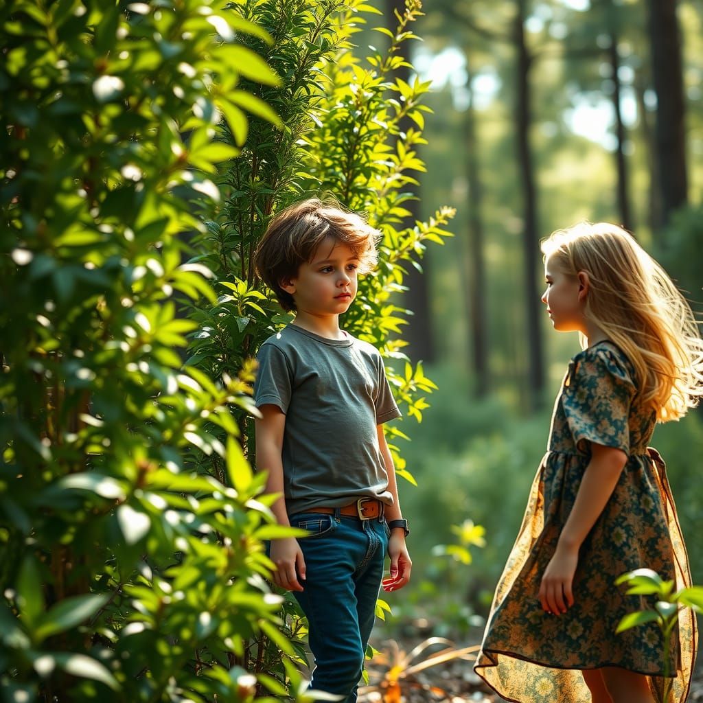 Children in Giant Forest: Hyperrealistic Photography