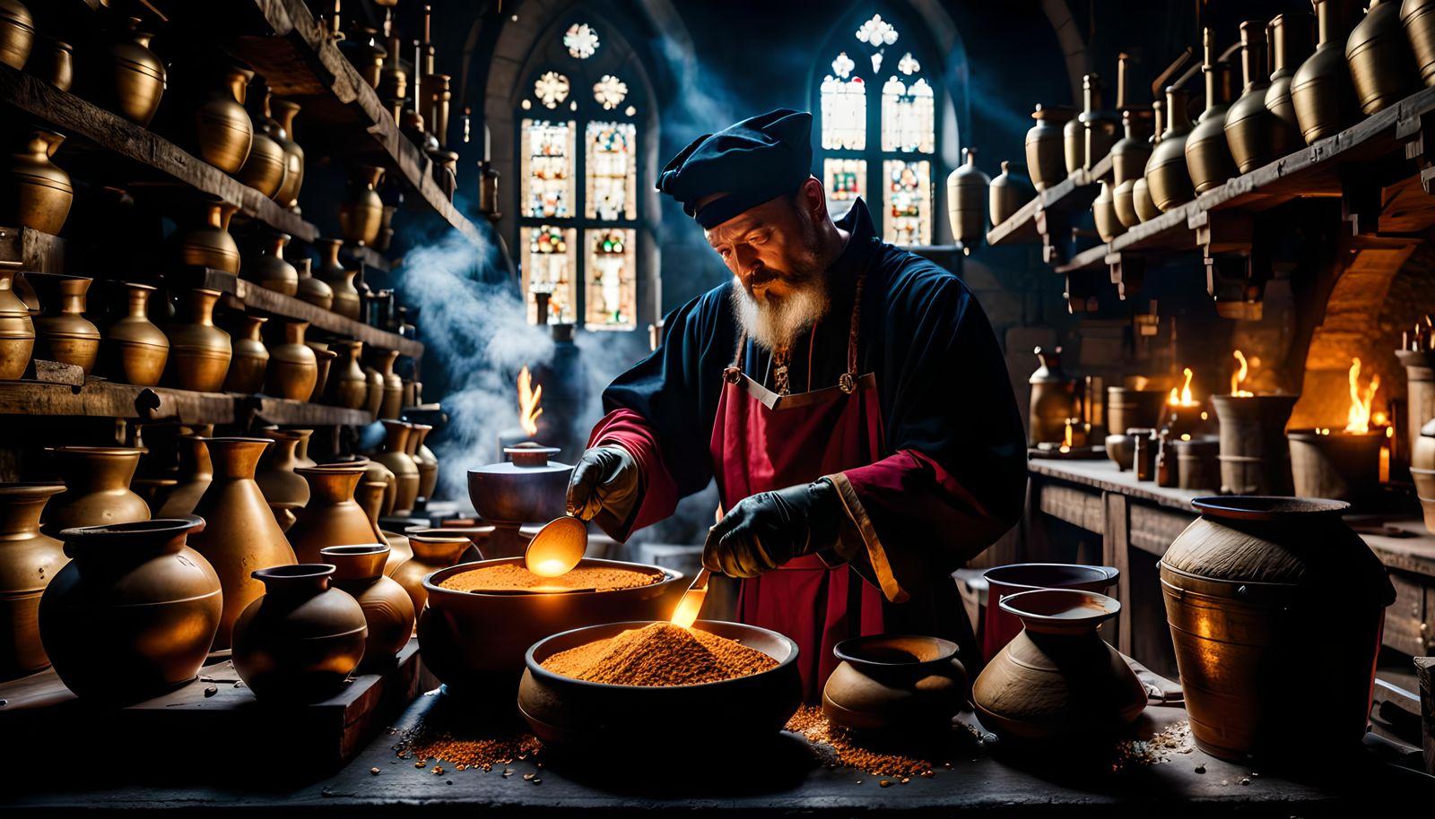 Medieval Alchemist's Lab in Hyperrealistic 8K