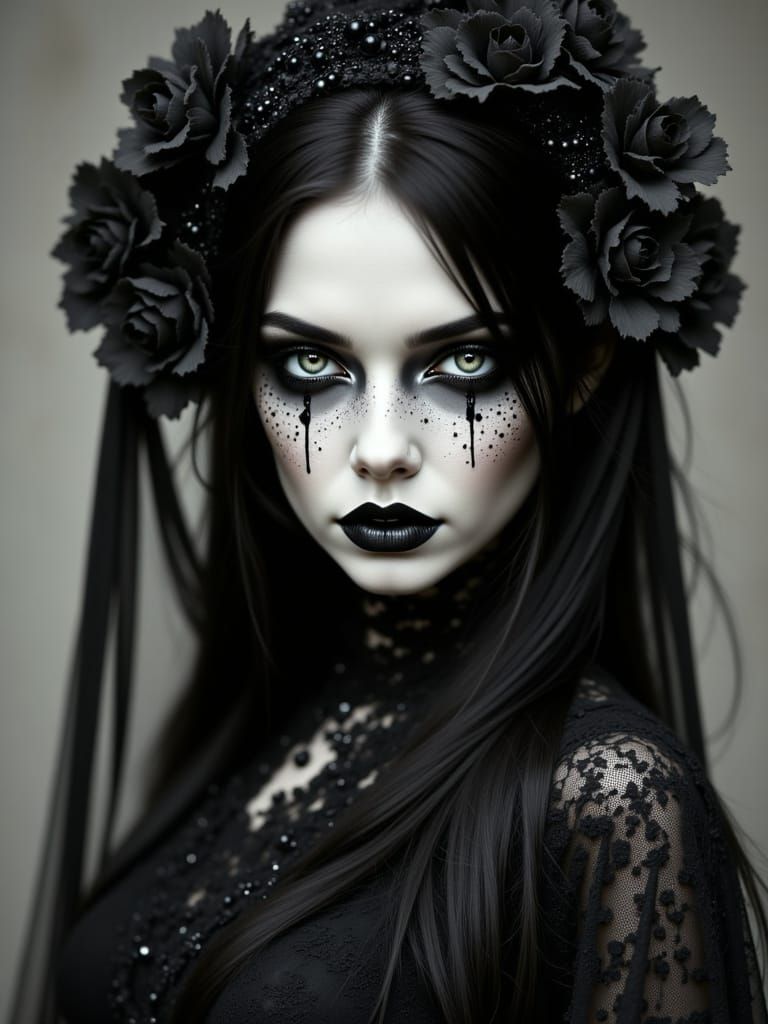 Pale Woman in Gossamer, Goth Grunge Style