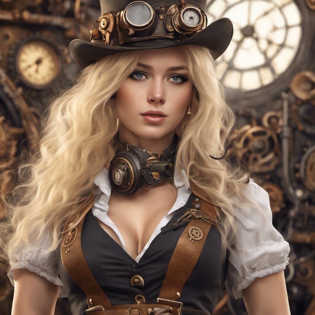 Steampunk Artificer Girl: Hyper-Realistic Digital Illustrati...