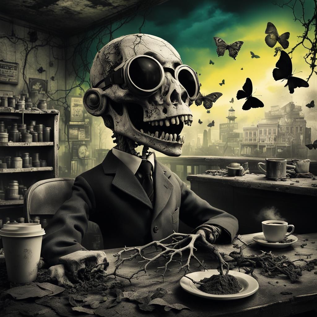 Decaying Dummy in VR Goggles: Fantasy Concept Art