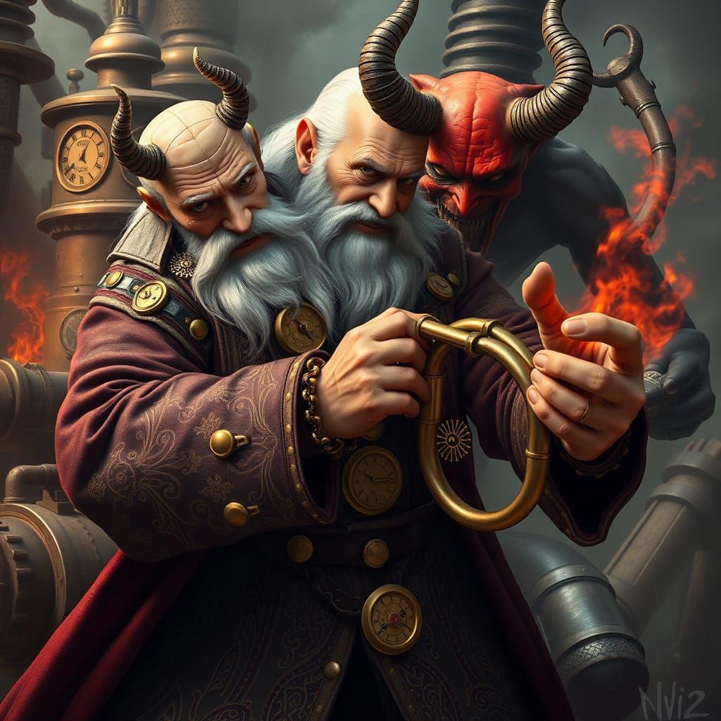 Venerable Sage Defeats Crimson Satan in Industrial Battle