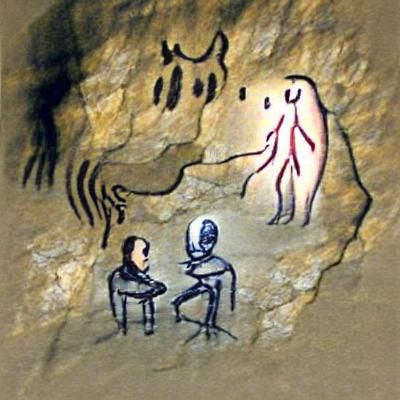 Ancient Cave Art: Humanoid Encounter