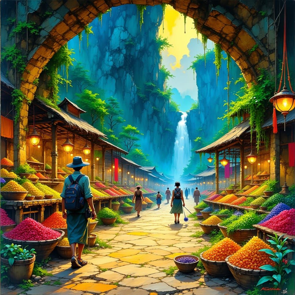 Jungle Temple Marketplace with Explorers and Relics