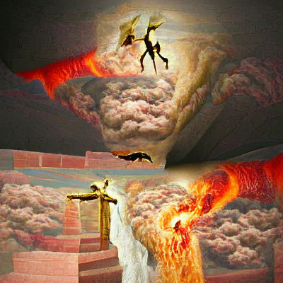 Dramatic Fall From Heaven in Dark Fantasy Style