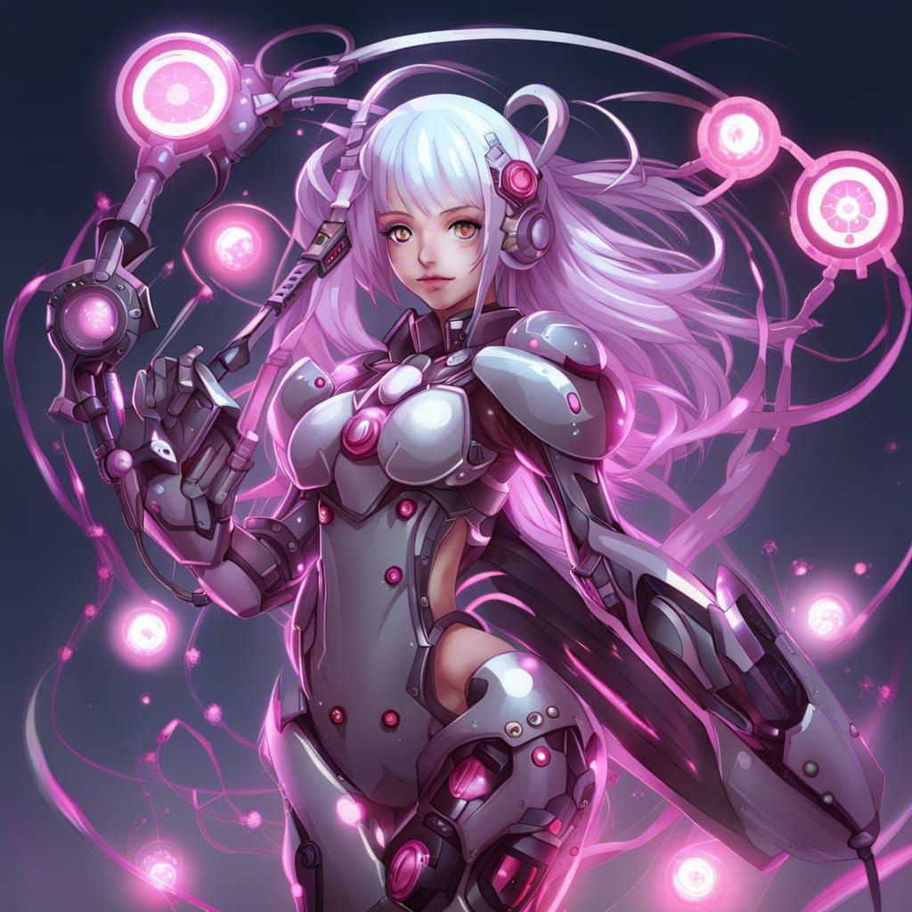 Futuristic Cyborg Magical Girl Illustration
