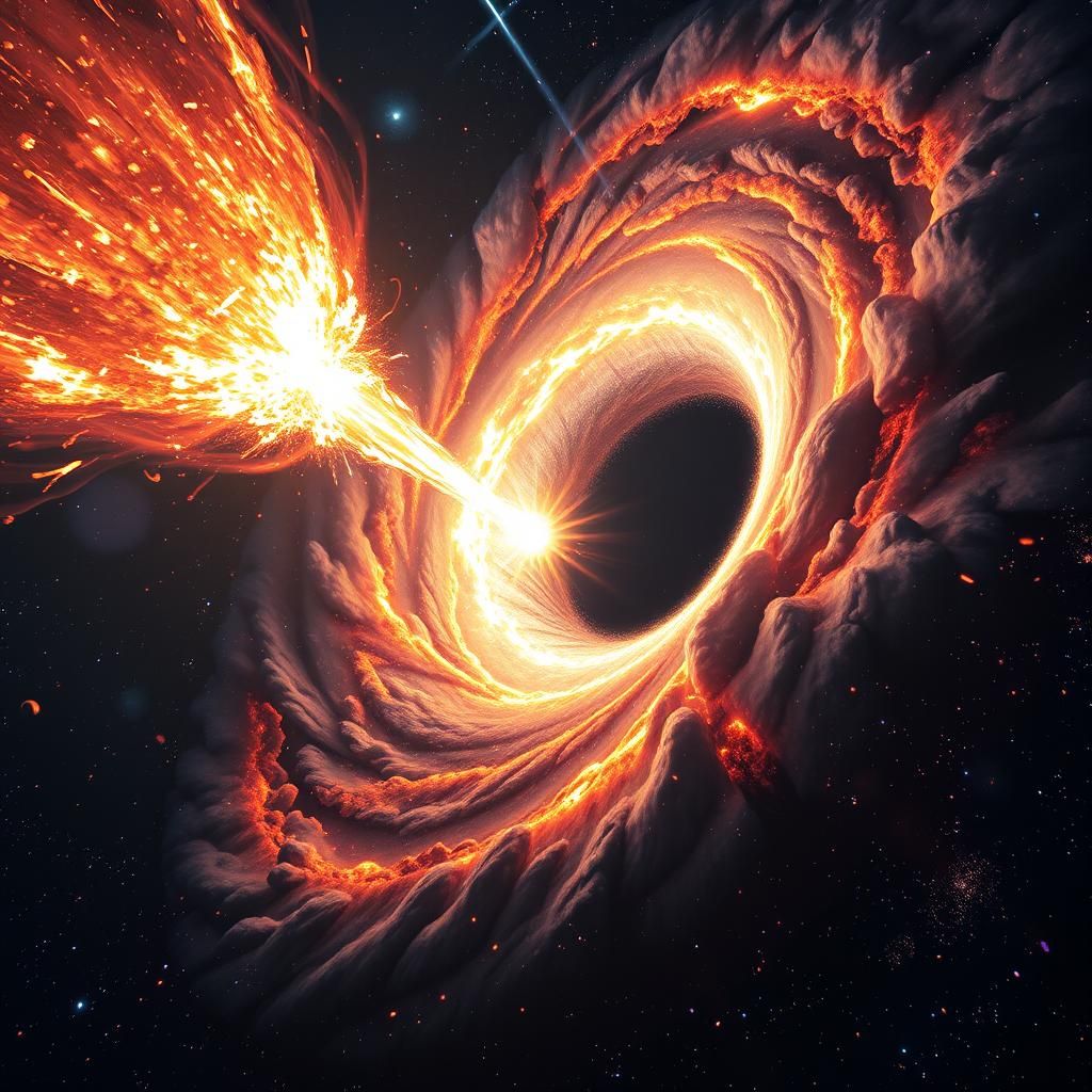 Supernova Spiraling into Black Hole, Digital Matte Painting