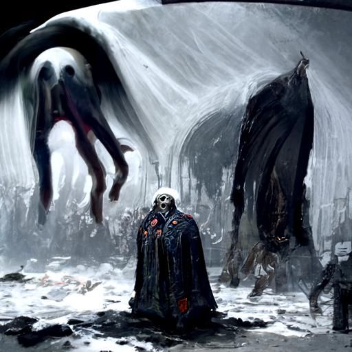 Disturbing Scene of Existential Horror as Engraving