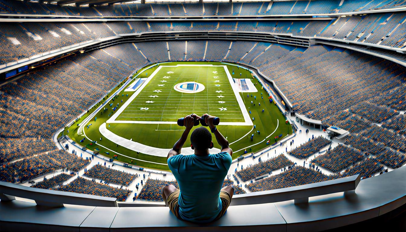 Football Fan Observes Game at SoFi Stadium