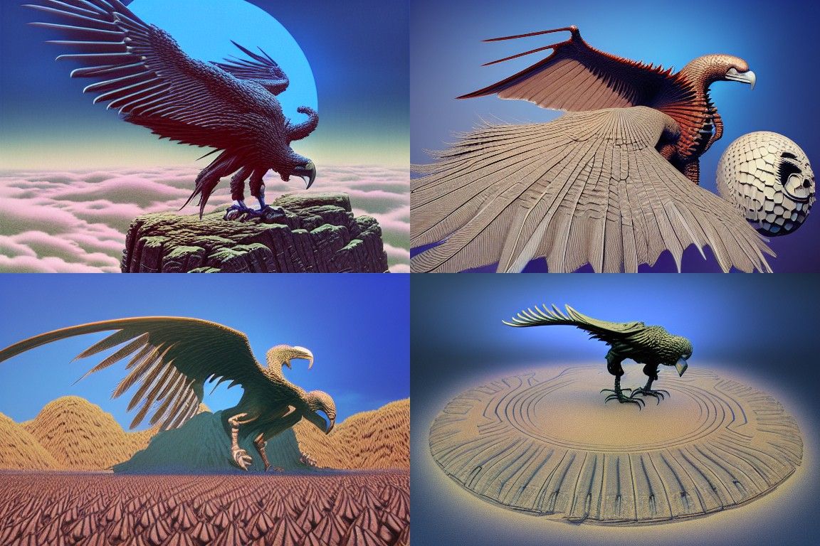 Intricate Vulture in Dark Fantasy Diorama Style