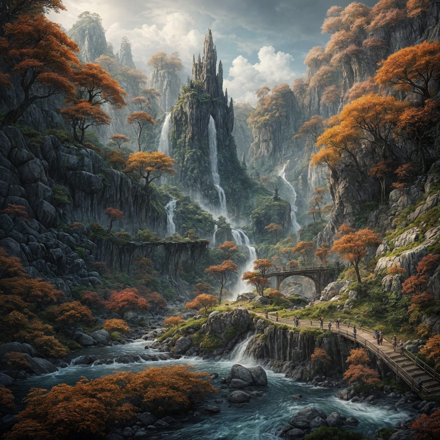 Pencil Drawing Becomes Stone Hand With Mountain Valley