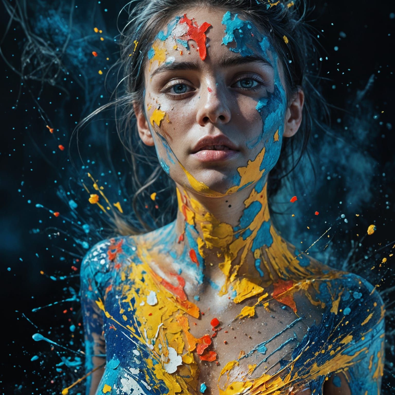 Paint Splatter Morphing Into Woman