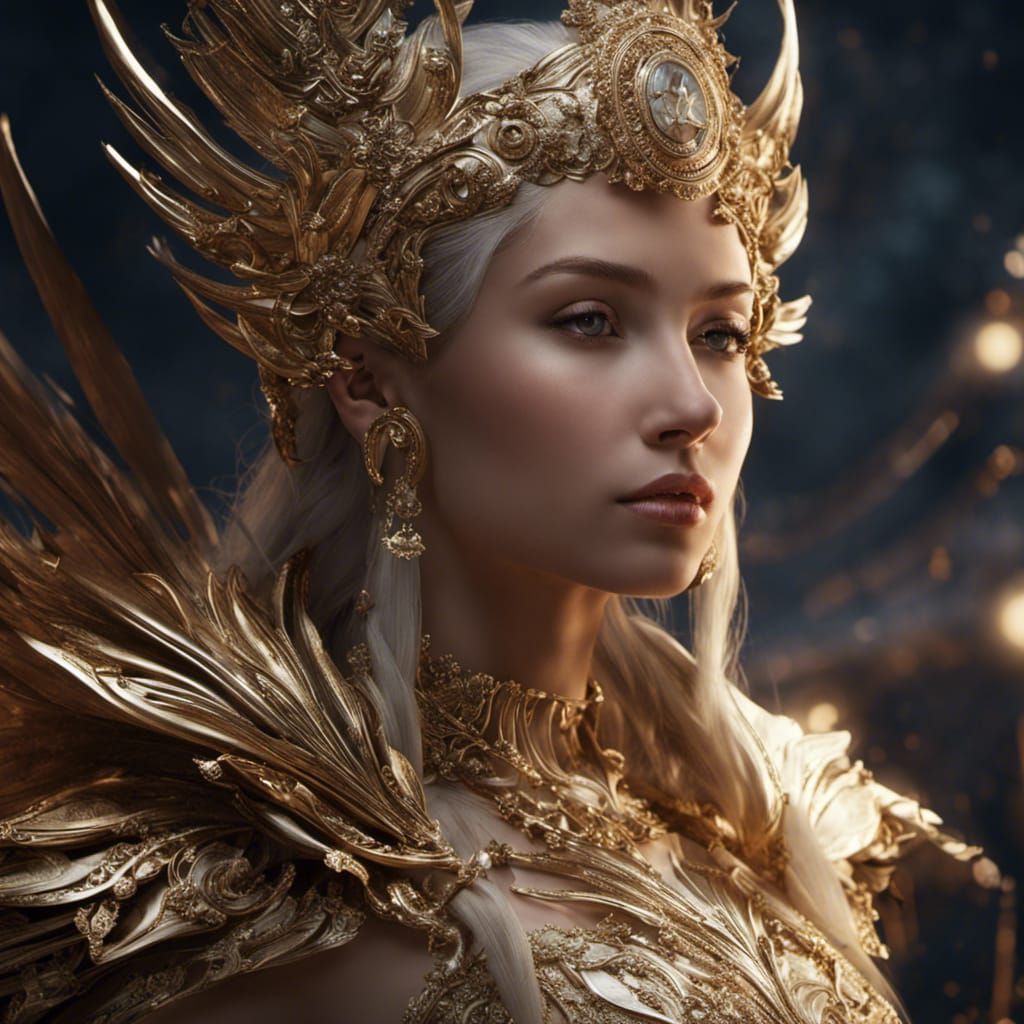 Luminous Glass Elf Shimmers in Moonlight: Photorealistic Fan...