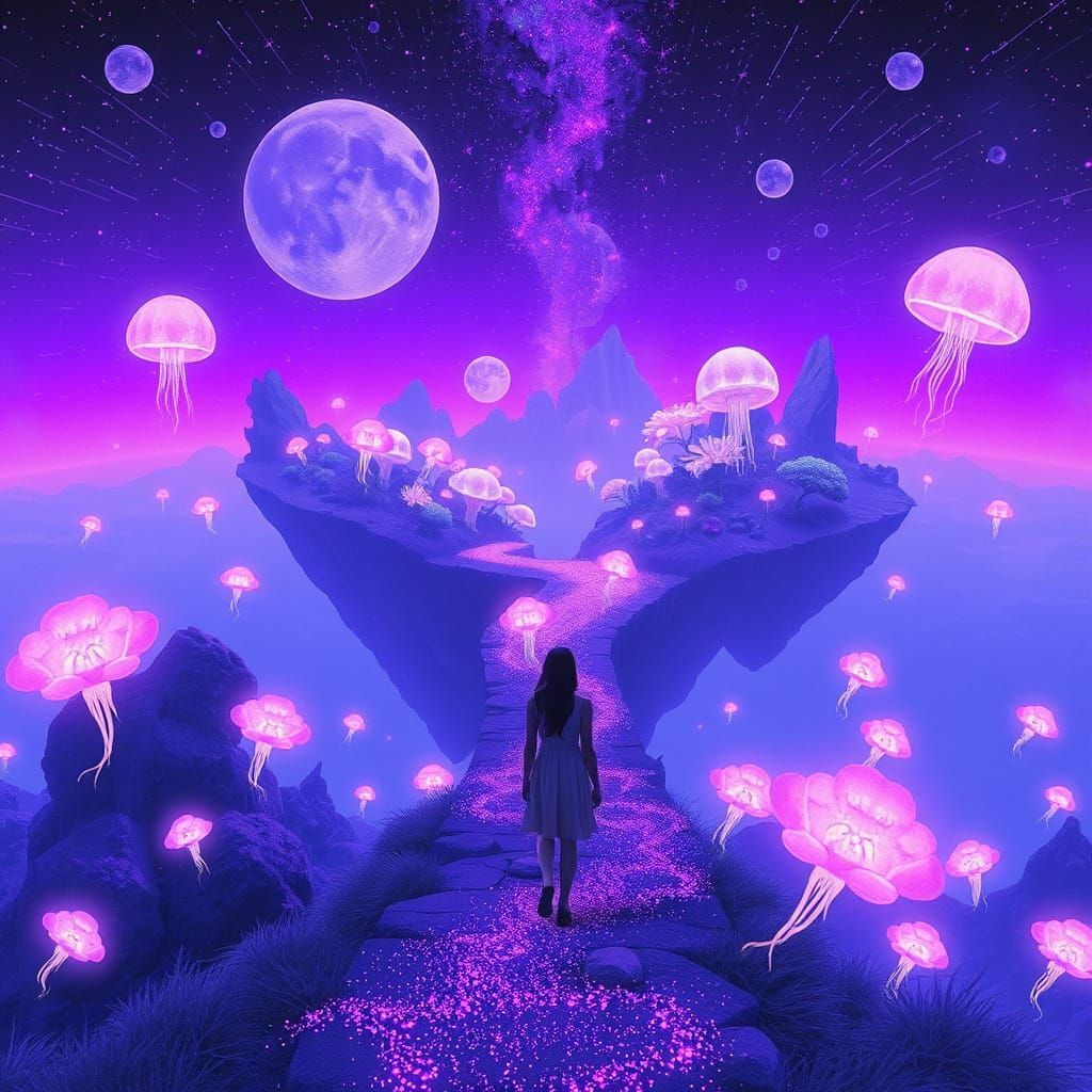 Dreamscape Between Worlds: Bioluminescent Island Chain