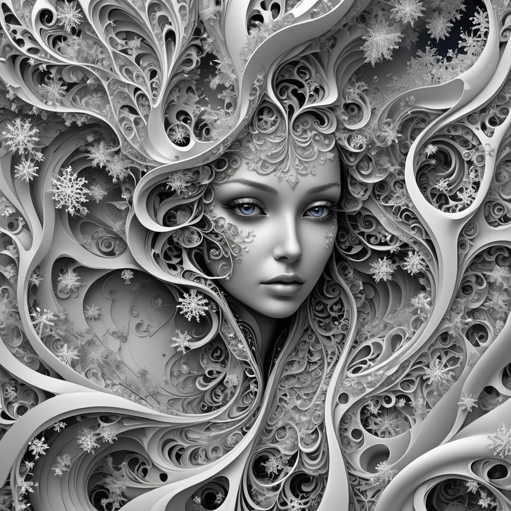 Abstract Fractal Art with 3D Shading and Zentangle