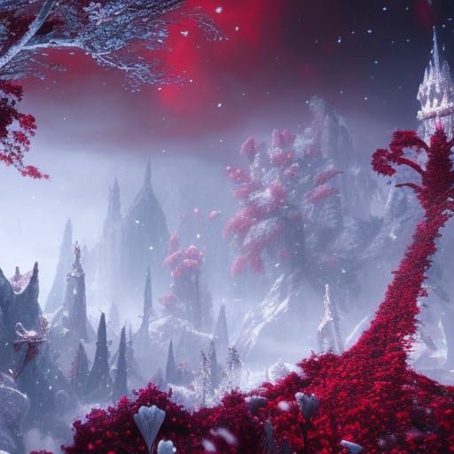 High Gothic Heart in Winter Flowers: Matte Painting