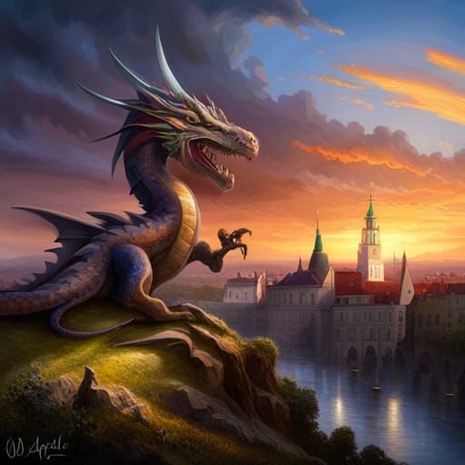 Magic dragon at Wawel Castle, Krakow, Poland