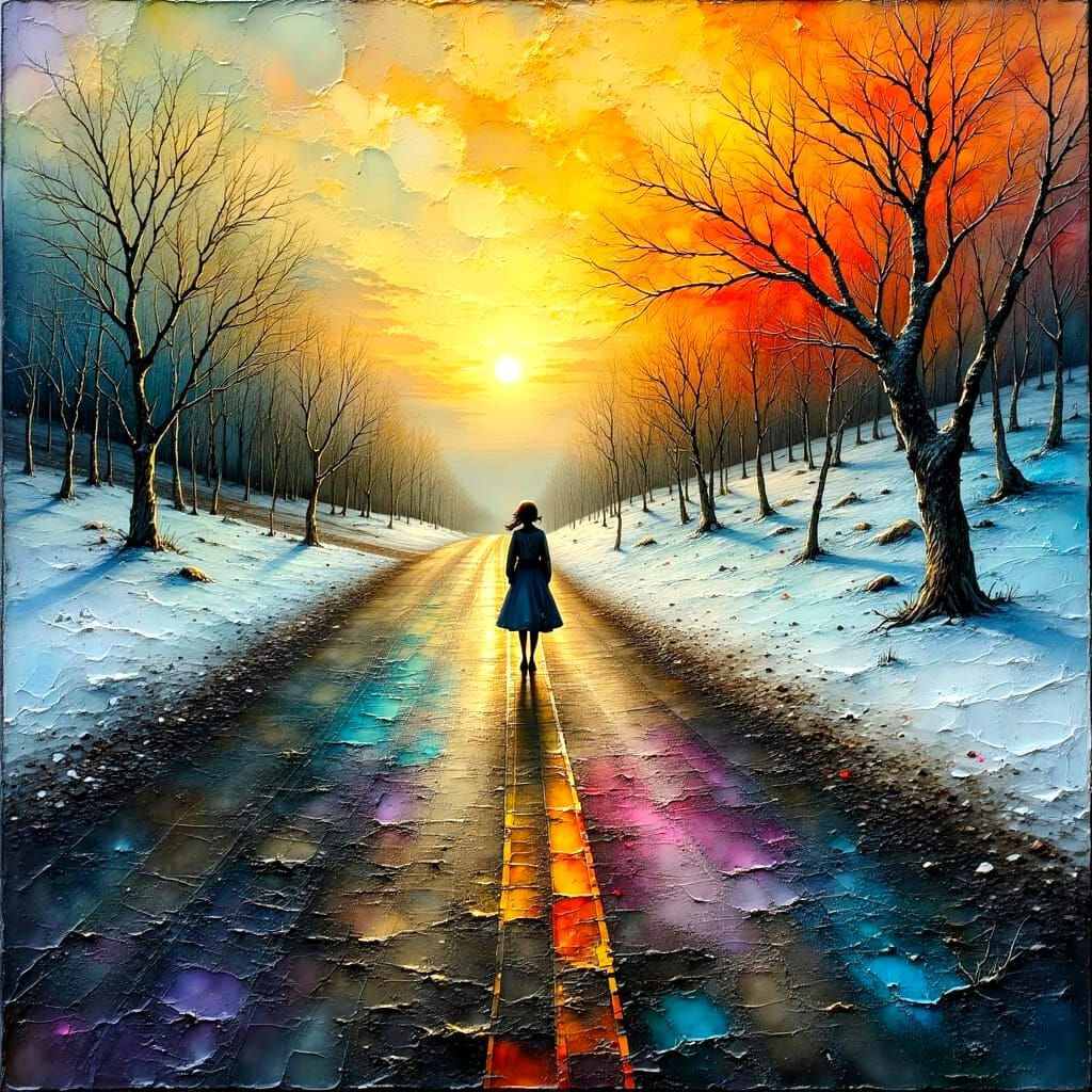 Vibrant Abstract Painting with Gold Highlights