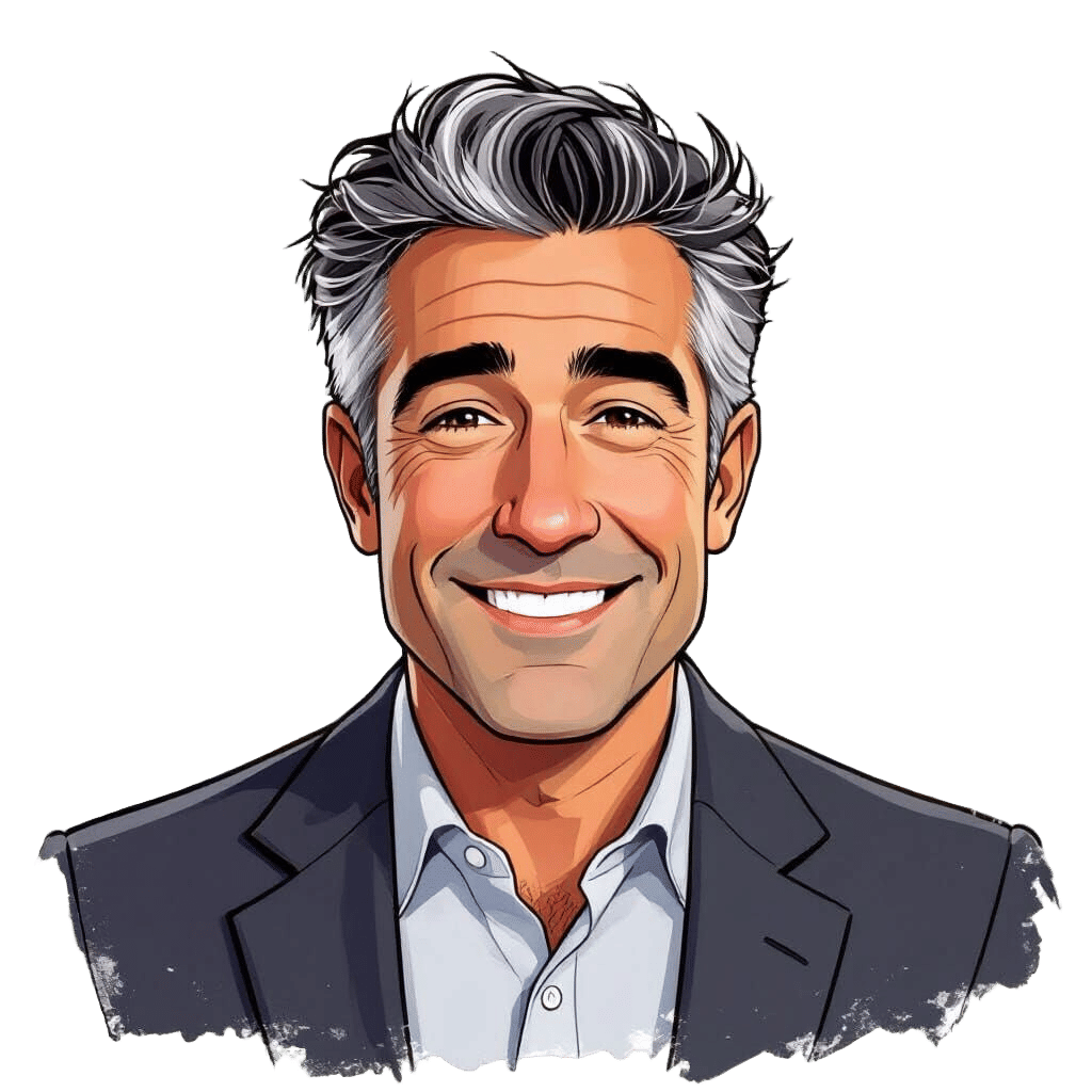 Cartoon Portrait of an Active Older Man