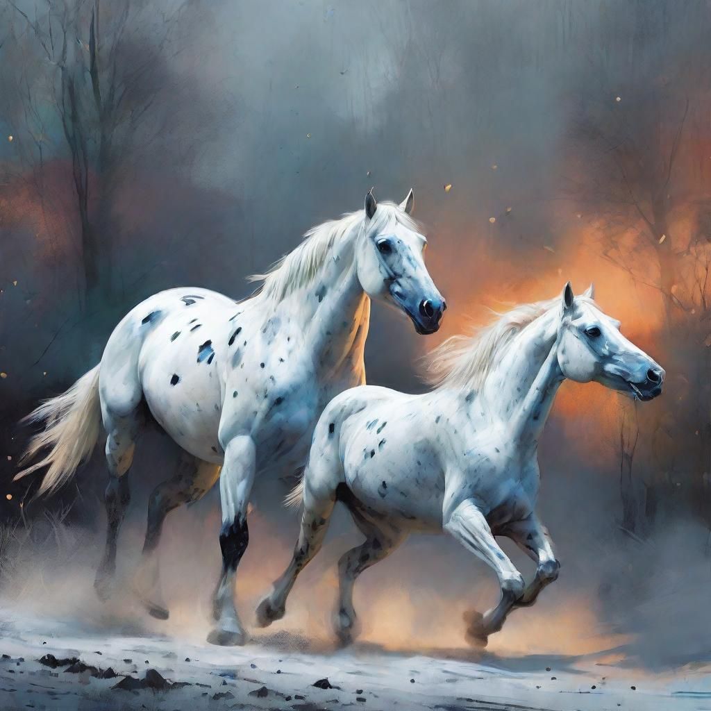 Fantasy Horse and Dog in Neo-Impressionistic Style