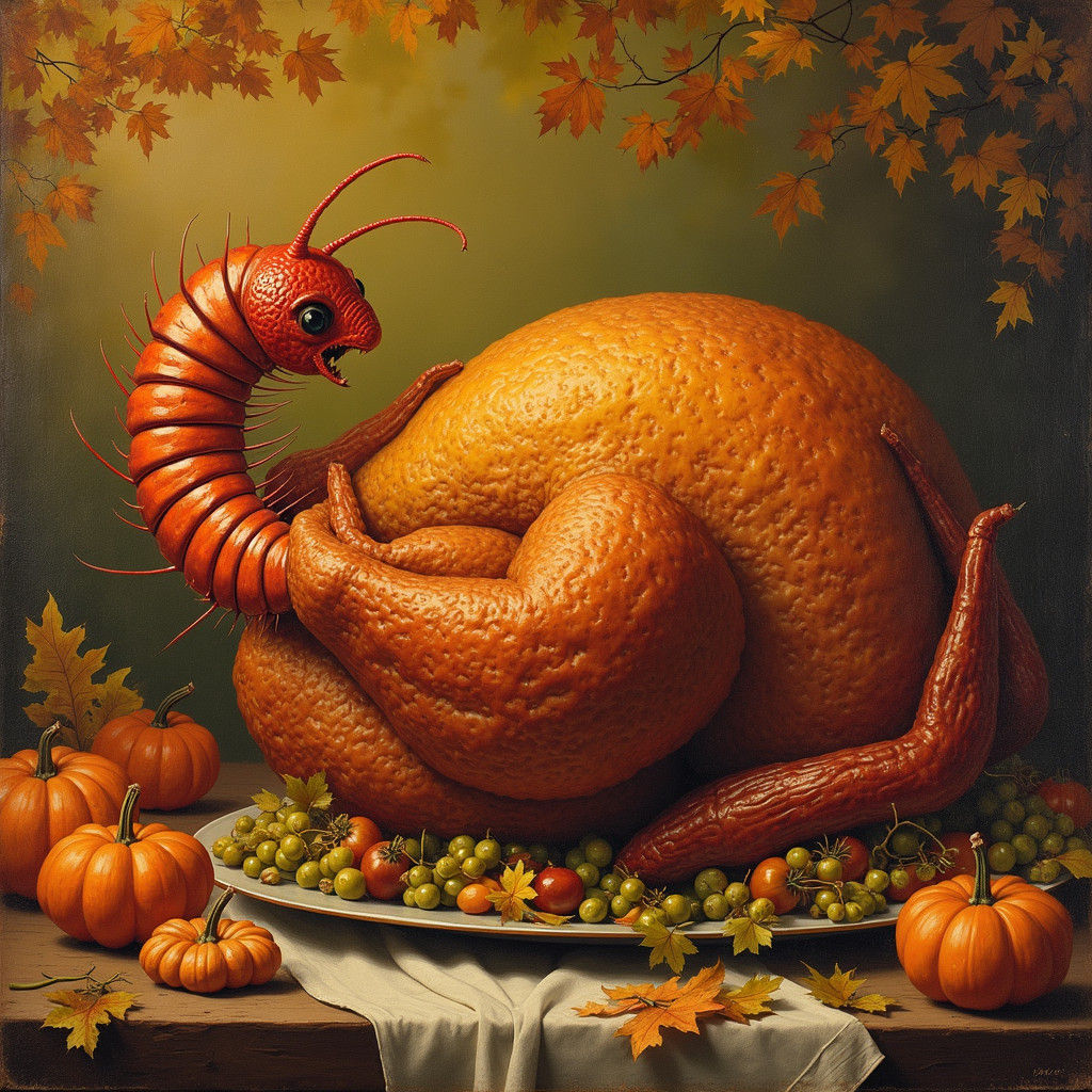 Surreal Centipede Turkey in Pop Art Style