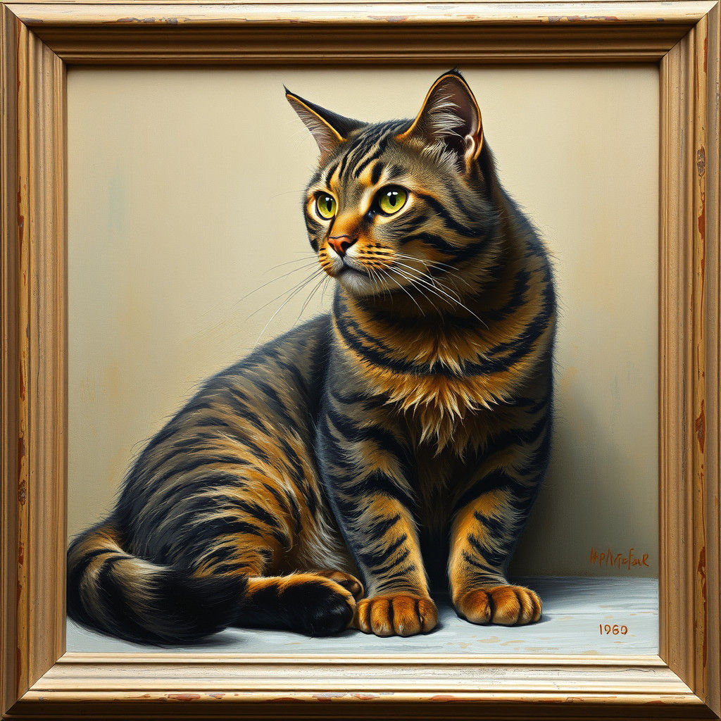 Strong Cat in Expressive Painterly Style