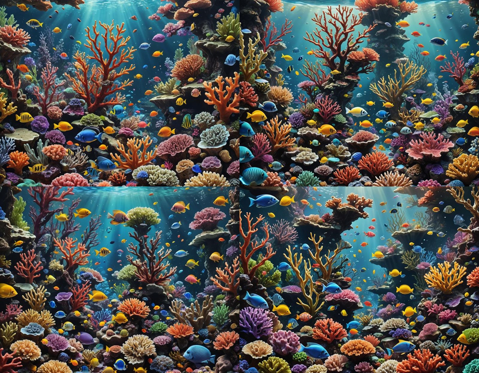 Hyperrealistic Aquarium Splash Art with Colorful Fish