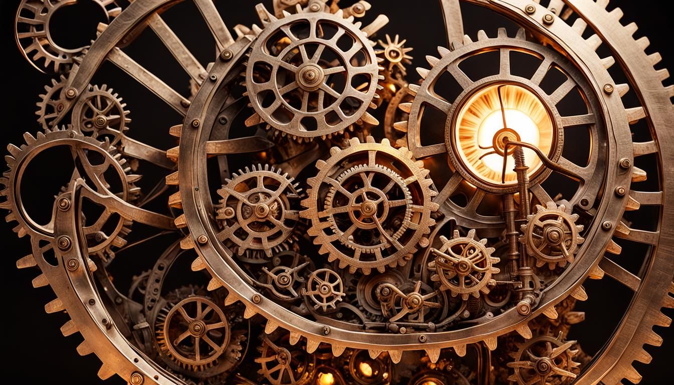 Steampunk Seashell Lamp: Surreal Industrial Sculpture