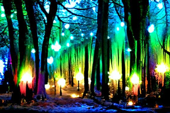 Enchanted Forest Aglow with Magical Lights