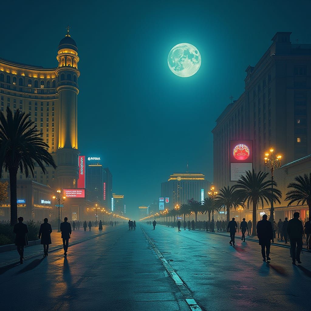 Las Vegas Night Scene: Surrealist Luminism