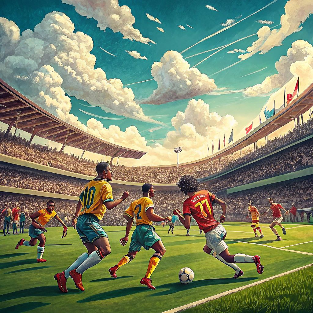 Energetic Football Match Illustration with Hyper-Realistic T...