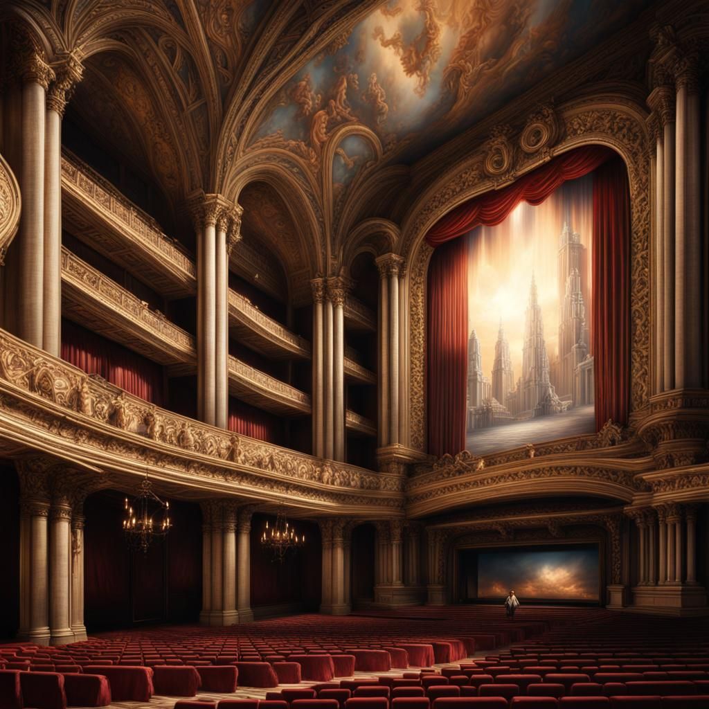 Epic Opera Theater Stage in Hyperrealistic Detail