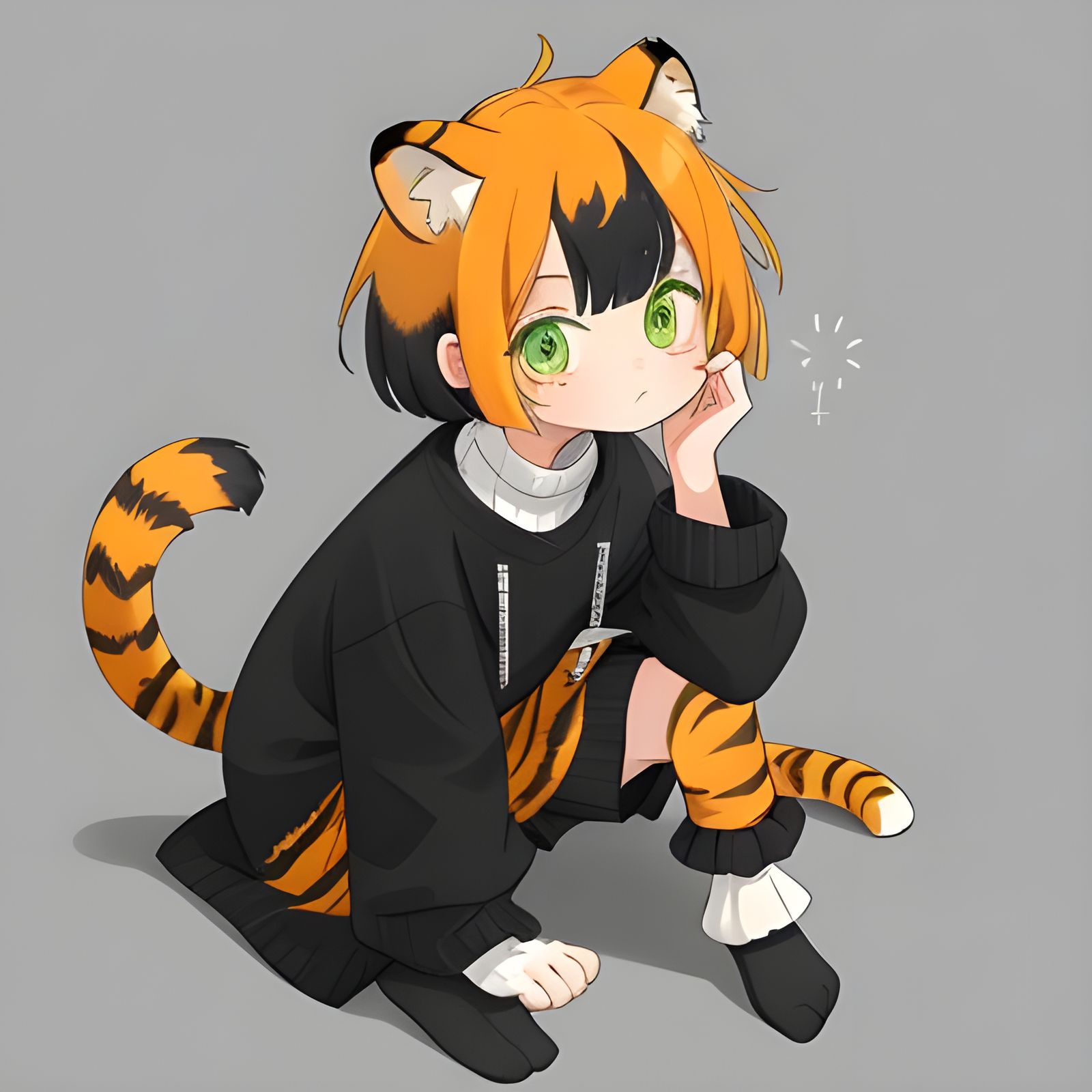 Dog-Tiger Hybrid Character with Stripes and Freckles