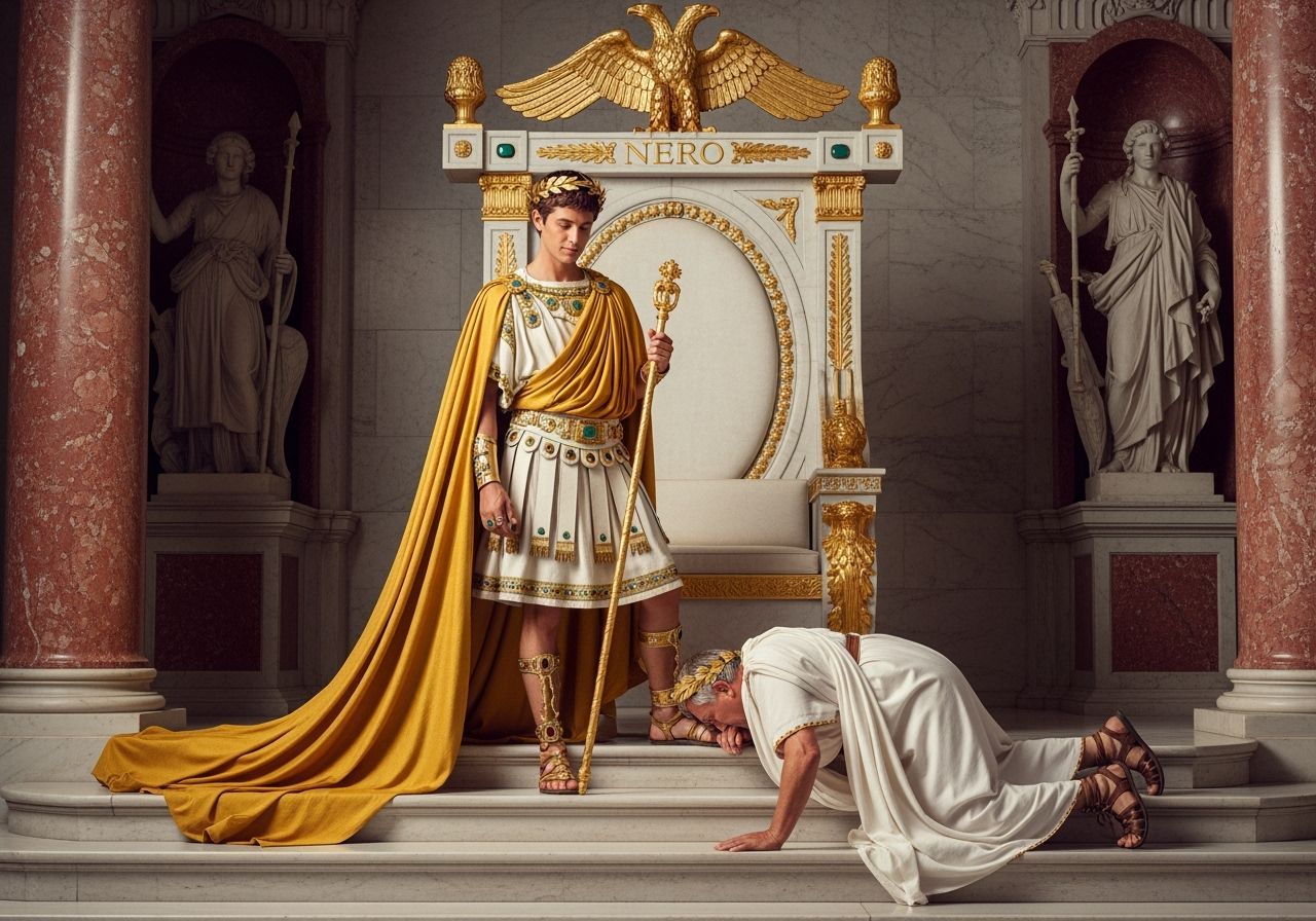Emperor Nero on Marble Throne, Roman Architecture