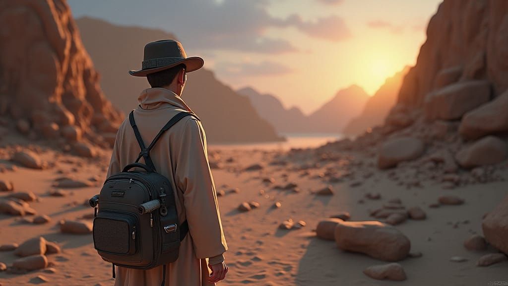 Abstract Digital Art in Blue and Gold